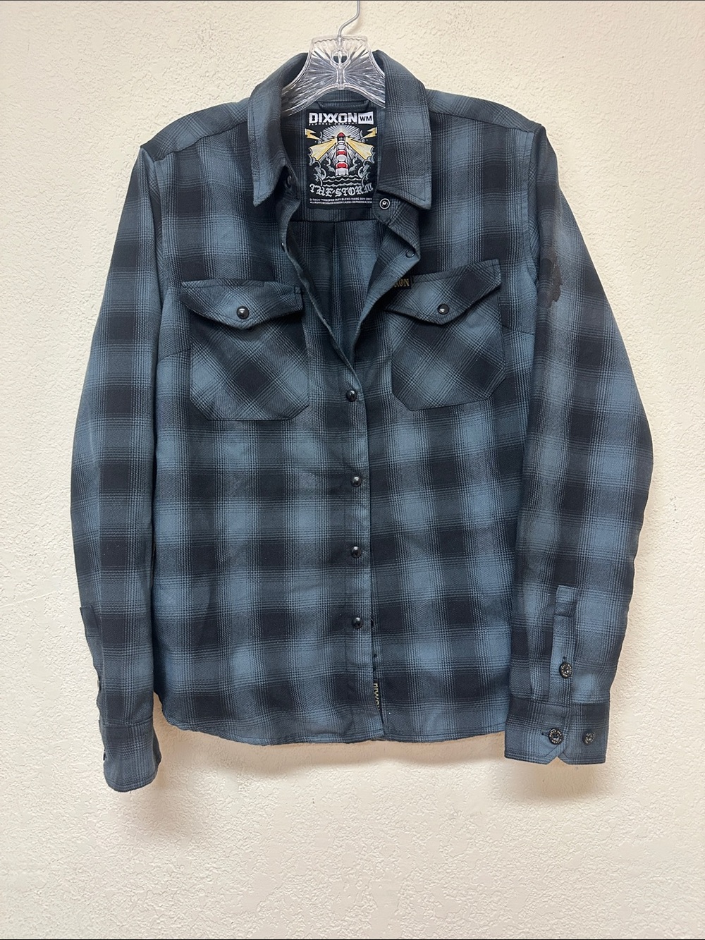 Dixxon Flannel Co “The Storm” D-Tech Snap Flannel Blue Black Plaid size S